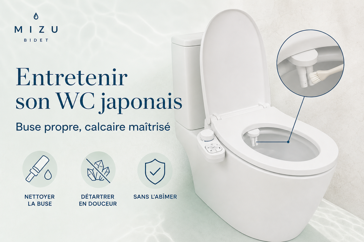 Entretien du WC japonais : nettoyer la buse et détartrer sans l'abîmer