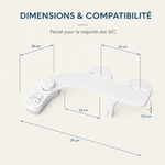 Dimensions du bidet WC japonais Mizu Essentiel, ultra-slim 5 mm